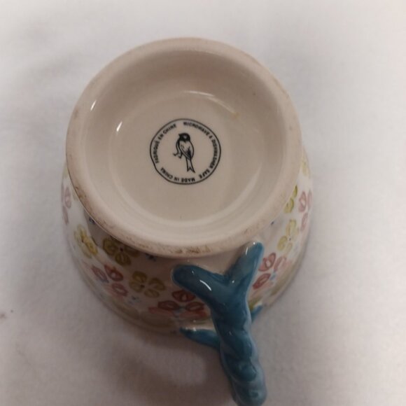 Anthropologie Elka Ayaka Pedestal Coffee Tea Mug Cup Twisted Handle Preowned - Picture 7 of 9